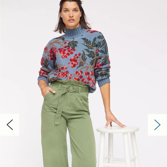 Anthropologie CECILIA PRADO Blossom Mock Neck Sweater In Blue XL NWT - Picture 2 of 8